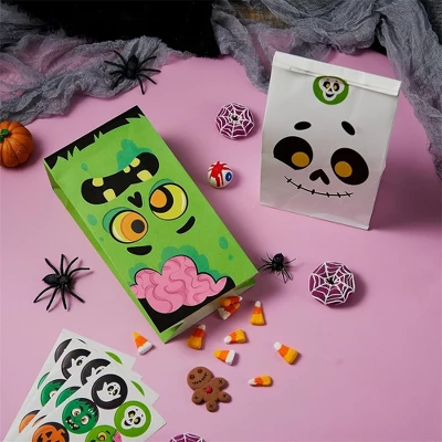 Joyfy Halloween Party Favors 72PCS Halloween Trick Or Treat Candy Bag Pastries Goodie Paper Bags With Stickers For Kids Exchange Supplies 6 Styles - Image 6