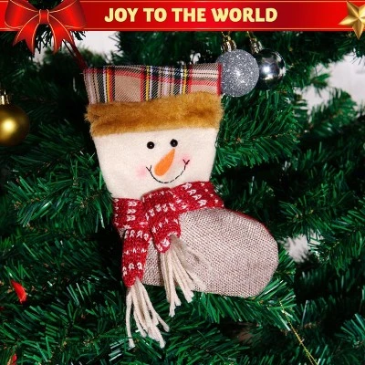 Joyfy 12 Pcs Mini Christmas Stockings, Xmas Santa Snowman Reindeer Burlap Stockings For Christmas Tree Holiday Decoration Present Holders Treat Bags - Image 5