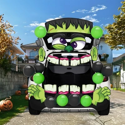 Joyfy Halloween Decorations Trunk Or Treat Car Decorations Kit, Frankenstein Car Stickers With Balloons For SUV House Garage Door Decor Props - Image 7