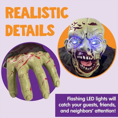 Joyfy Halloween Outdoor Decoration Animated Zombie Groundbreaker With Flashing Eyes For Halloween Yard, Lawn, Patio, Haunted House Decor - Image 6