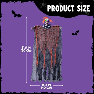 Joyfy 4Pcs 29” Halloween Hanging Clown Outdoor Decorations, Halloween Prop Décor For Lawn Yard Graveyard Front Porch Party Supplies - Image 4