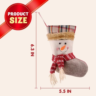Joyfy 12 Pcs Mini Christmas Stockings, Xmas Santa Snowman Reindeer Burlap Stockings For Christmas Tree Holiday Decoration Present Holders Treat Bags - Image 3