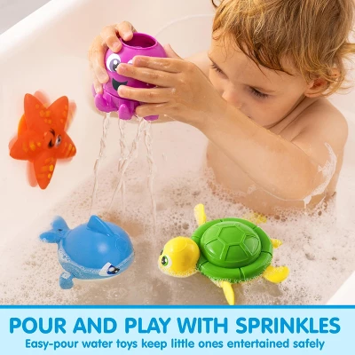 Joyfy Baby Bath Toys, Magnetic Fishing Games With Spinning Octopus And Starfish,Wind-Up Shark Toys, Fishing Rod Water Pool Toys For Toddlers 1-3 - Image 5