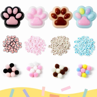 Joyfy 4 Pcs Taba Paw Squeeze Toys Colorful Kawaii Mochi Fufu Sensory Toys, Cat Paw Taba Squeeze Squishies Toy For Party Favors, Gifts For Adults Kids