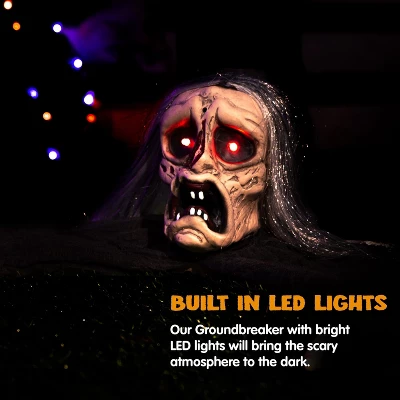 Joyfy Halloween Zombie Groundbreaker Props, Halloween Decoration Scary Zombies Lawn Yard Garden Patio Outdoor Decor With Glowing Eyes And Sound - Image 5