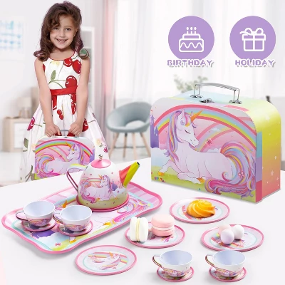 Joyfy Kid Tea Set, Unicorn Tea Set For Toddlers, Tea Party Pretend Play Set, Perfect Kitchen Toy Birthday Gift For Little Girls Ages 2 3 4 5 6 Years - Image 4