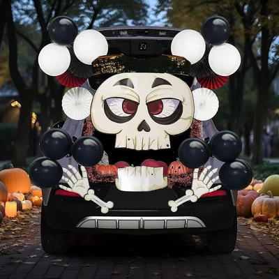 Joyfy Halloween Trunk Or Treat Car Decorations Kit With Skeleton Design, Car Archway Garage Decoration With A Set Of Skeleton Paper Board, Balloons - Image 6