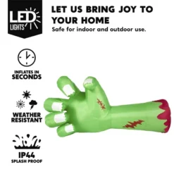 Joyfy 9 FT Long Halloween Inflatables Outdoor Decoration, Giant Zombie Arm Inflatable With Built-in LEDs For Halloween Yard Lawn Garden Decoration