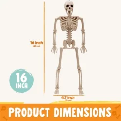 Joyfy 1/2/5/10 PCS 16" Posable Skeleton Halloween Decorative Props For Indoor/Outdoor Halloween Decorations Graveyard Haunted House Spooky Scene Party