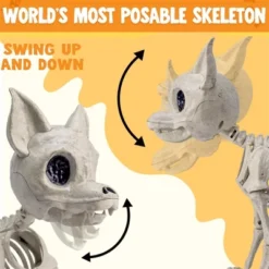 Joyfy 12.6" Halloween Chihuahua Dog Skeleton Decor, Dog Plastic Bones With Posable Joints For Graveyard Party Prop Decor