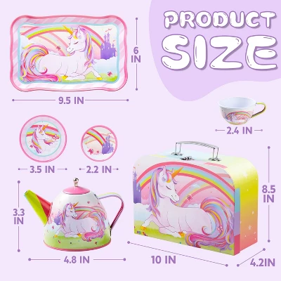Joyfy Kid Tea Set, Unicorn Tea Set For Toddlers, Tea Party Pretend Play Set, Perfect Kitchen Toy Birthday Gift For Little Girls Ages 2 3 4 5 6 Years - Image 2