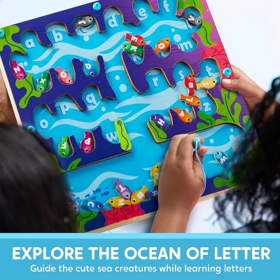 Joyfy Montessori Wooden Magnetic Maze Board For Letter, Color, Number Matching, Educational Easter Xmas Birthday Party Gift For Boys Girls Ages 3-8