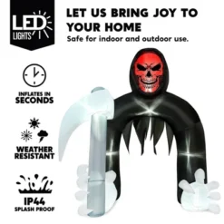 Joyfy 10 FT Halloween Inflatable Outdoor Decoration, Giant Grim Reaper Archway With LEDs For Halloween Party Outdoor Yard Garden Lawn Party Decoration