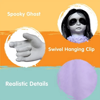 Joyfy 43’’ Halloween Decoration Hanging Doll Ghost, Purple Dress Creepy Doll Skeleton With Scary Expressions For Halloween Indoor Outdoor Decor - Image 4