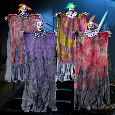 Joyfy 4Pcs 29” Halloween Hanging Clown Outdoor Decorations, Halloween Prop Décor For Lawn Yard Graveyard Front Porch Party Supplies - Image 8