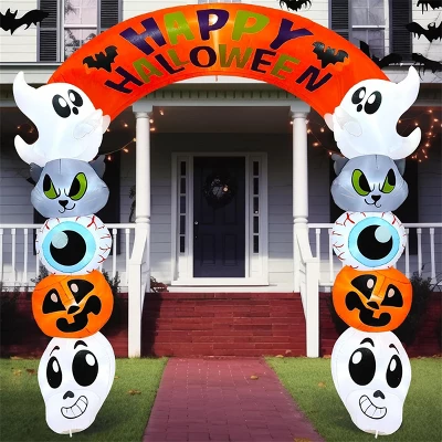 Joyfy 8 FT Tall Halloween Inflatable Outdoor Decoration, Cute Stacking Ghost Inflatable Archway With LEDs For Halloween Yard Garden Lawn Decoration - Image 4