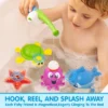 Joyfy Baby Bath Toys, Magnetic Fishing Games With Spinning Octopus And Starfish,Wind-Up Shark Toys, Fishing Rod Water Pool Toys For Toddlers 1-3