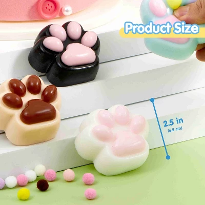 Joyfy 4 Pcs Taba Paw Squeeze Toys Colorful Kawaii Mochi Fufu Sensory Toys, Cat Paw Taba Squeeze Squishies Toy For Party Favors, Gifts For Adults Kids - Image 3