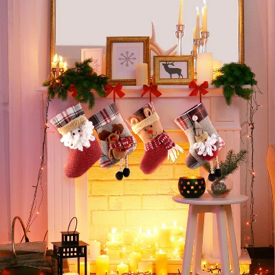 Joyfy 12 Pcs Mini Christmas Stockings, Xmas Santa Snowman Reindeer Burlap Stockings For Christmas Tree Holiday Decoration Present Holders Treat Bags - Image 7