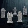 Joyfy 17" Halloween Foam Graveyard Tombstones Decoration For Halloween Prop Cemetery Outdoor, Yard Lawn Decorations, Party Supplies 5 PCS