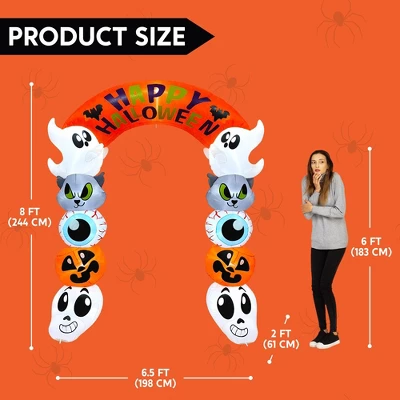 Joyfy 8 FT Tall Halloween Inflatable Outdoor Decoration, Cute Stacking Ghost Inflatable Archway With LEDs For Halloween Yard Garden Lawn Decoration - Image 7