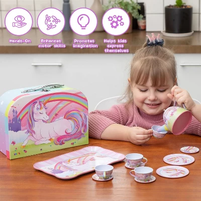 Joyfy Kid Tea Set, Unicorn Tea Set For Toddlers, Tea Party Pretend Play Set, Perfect Kitchen Toy Birthday Gift For Little Girls Ages 2 3 4 5 6 Years - Image 5